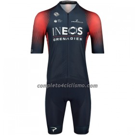 Completo Maglia + Pantaloncino con bretelle 2023 INEOS Grenadiers Manica Corta Blu Scuro